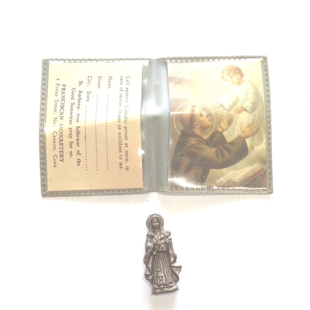 Vintage St Anthony Pocket Shrine Franciscan Monastery Holy Card Emergency